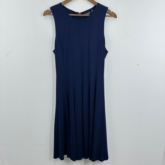 Lauren Ralph Lauren Dresses & Skirts - Lauren Ralph Lauren Navy Blue Sleeveless Fit & Flare Midi Dress Career Cocktail‎